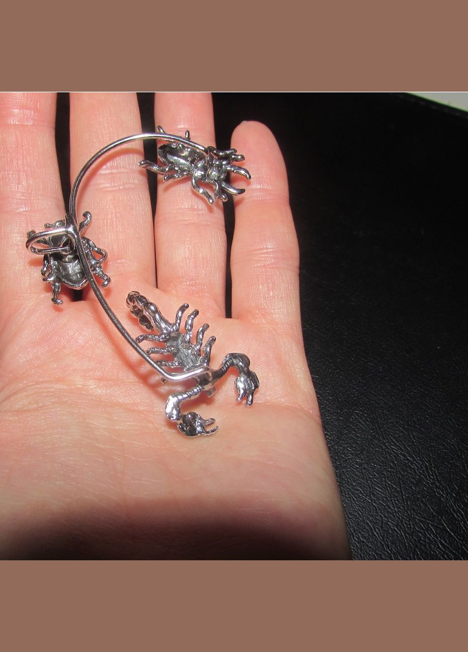 Срібляста каффа комахи жуки скорпіон ліва, 5591 Fashion Jewelry (338431368)