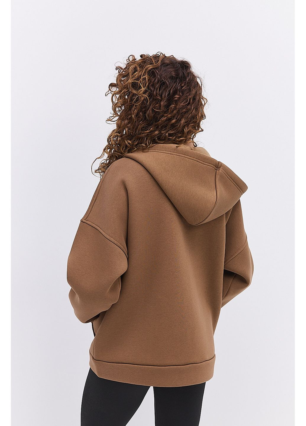 Коричневий жіночий утеплений світшот з капюшоном і блискавкою коричневий Arjen (361056738)