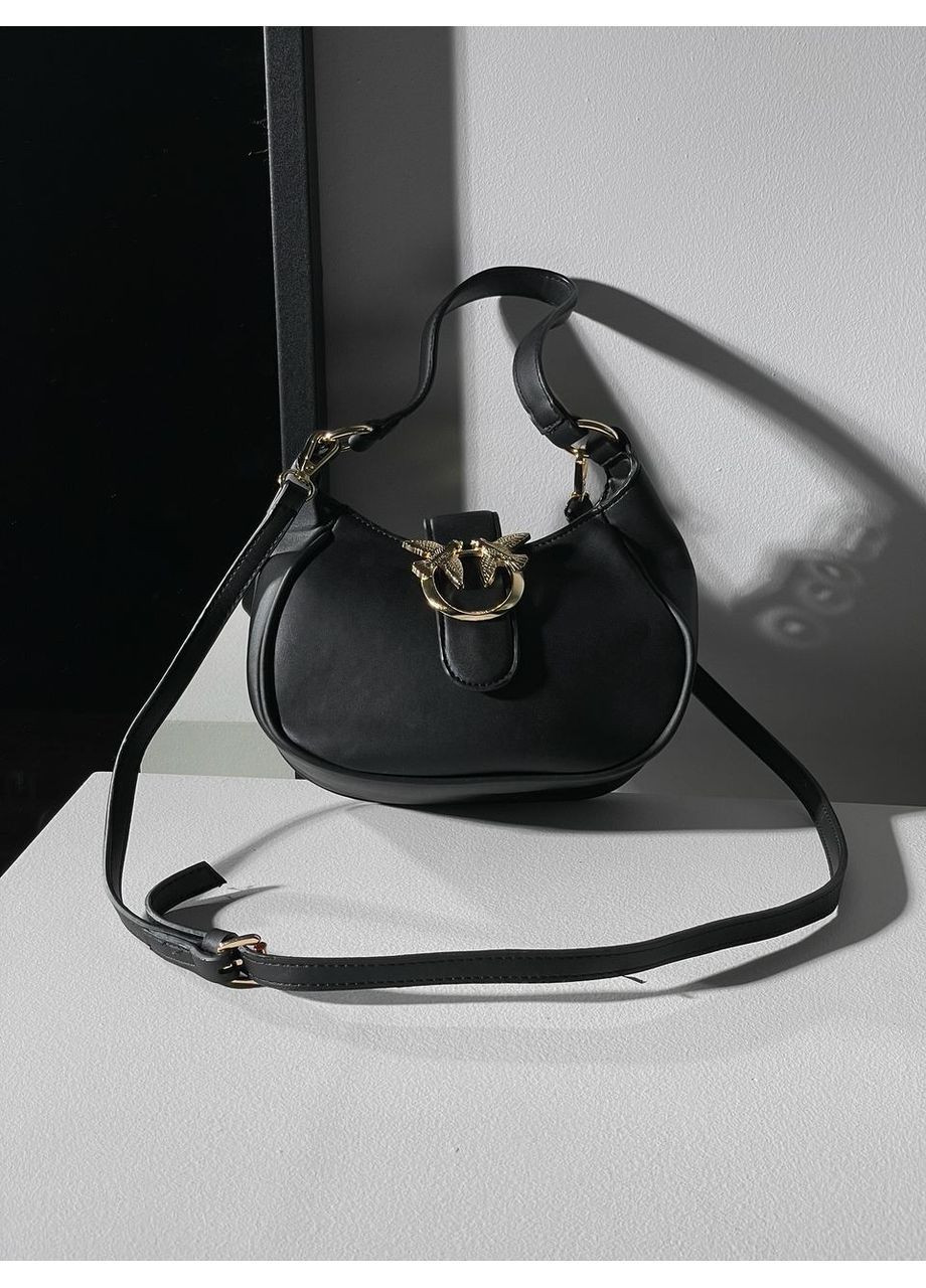 Сумка женская классическая багет черний Pinko Mini Brioche Bag Hobo Black / Gold No Brand (369653496)
