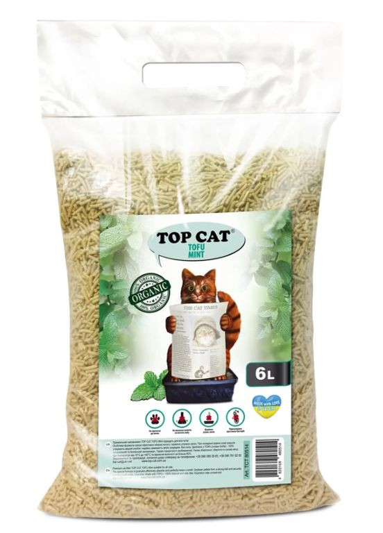 Наполнитель для кошачьего туалета Tofu соевый тофу с ароматом мяты 6 л Top Cat (266274665)