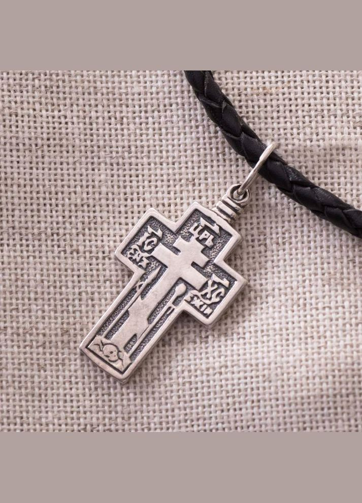 Серебряный православный крест с чернением 13365 Oniks (268211911)