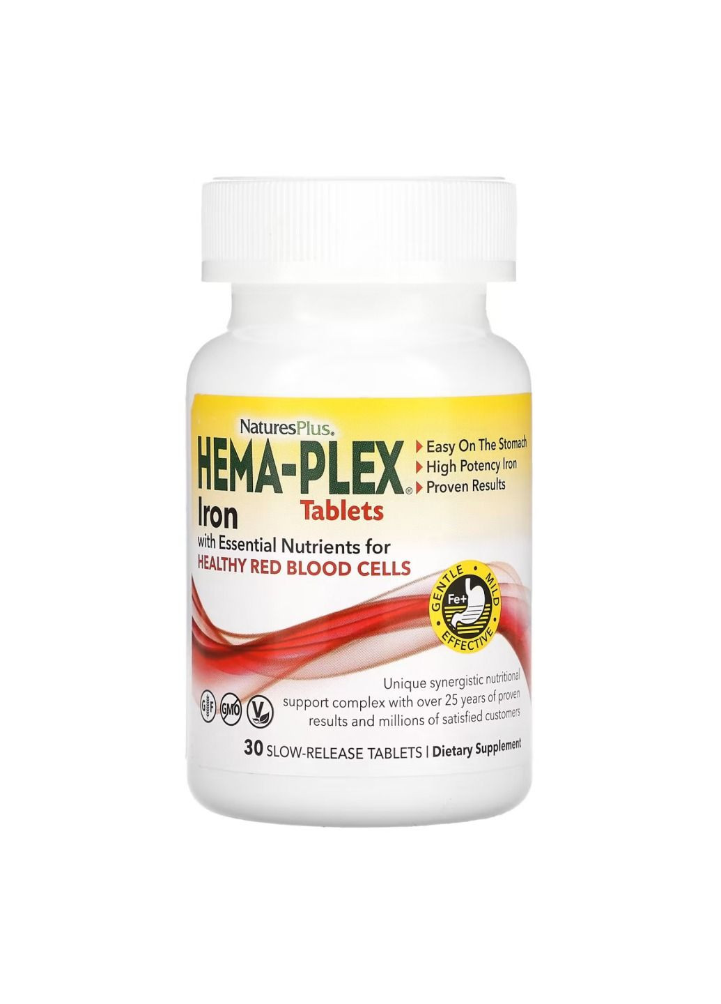 Комплекс хелатного заліза з вітамінами, Hema-Plex - 30 tabs Nature's Plus (280899316)