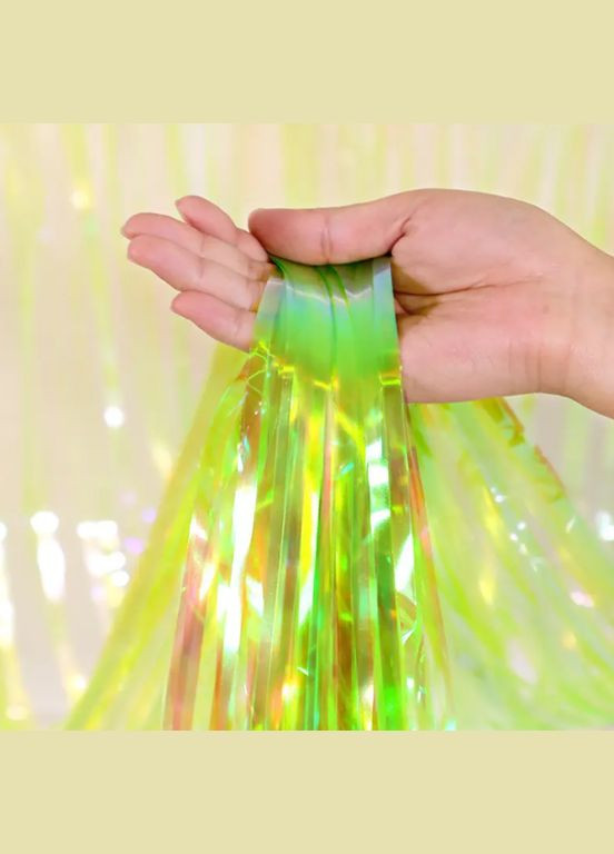 Мішура для фотозони 2 м на 1 м перламутрово-салатовий Jannet Дощик (316430777)