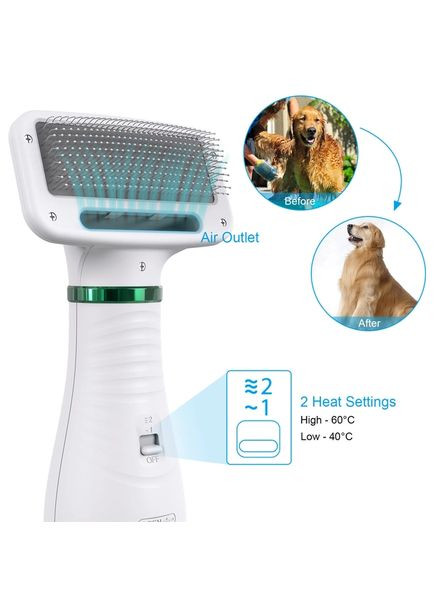 Фен гребінець для шерсті собак і котів Pet Grooming Dryer WN 10 2в1 масажер щітка для грумінгу тварин Біла No Brand (354226806)