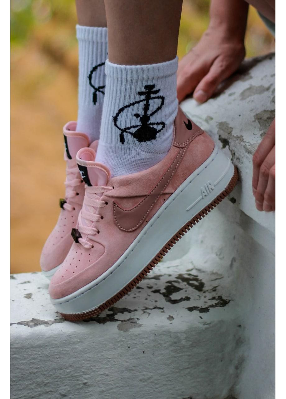 Розовые демисезонные кроссовки мужские nike air force 1 sage pink white 1 найк аир форс 1 премиум No Brand