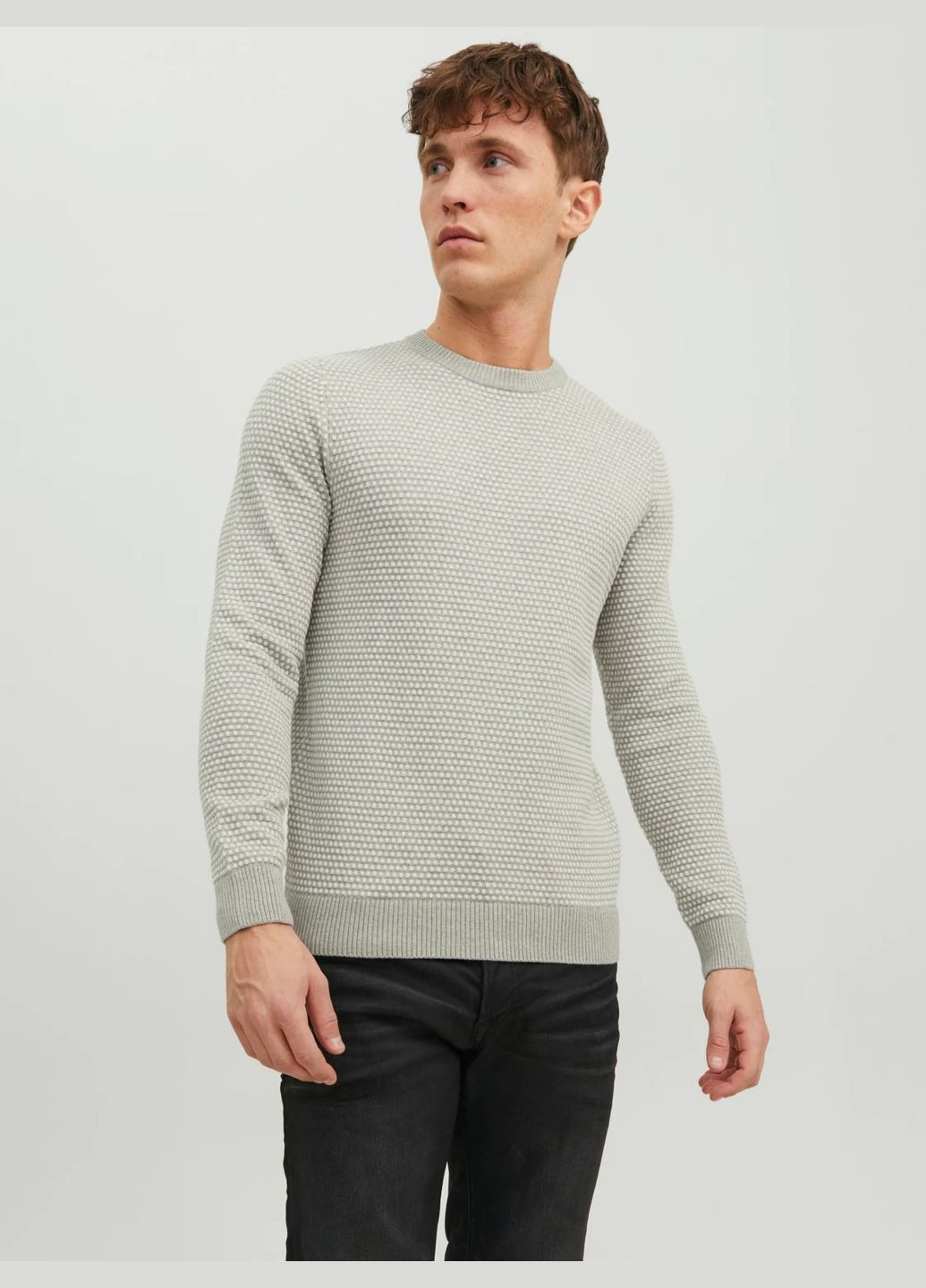 Серый демисезонный пуловер JACK&JONES Eatlas 12212816