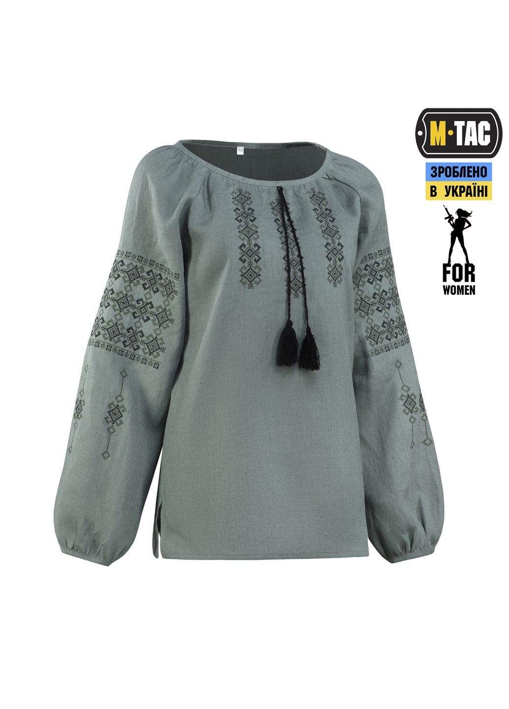Вишиванка жіноча 100% льон сіро-зелена ( ) M-TAC (303415327)