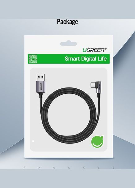 Кабель поворотный на 90 градусов UGREEN US284 Angled USB - Type-C 1 метр (50941) Mibrand (302607900)