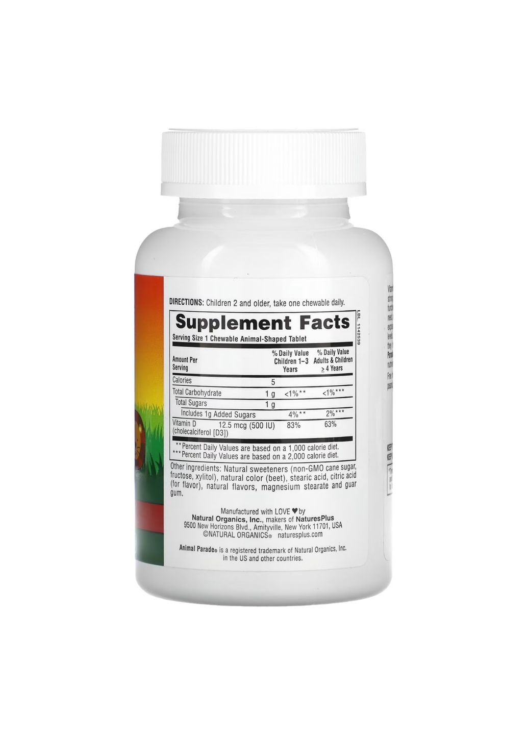 Вітамін D3 жувальні таблетки 500 МО Kids від Animal Parade для дітей підтримка здоров'я кісток зміцнення імунітету ProDobro (368978984)