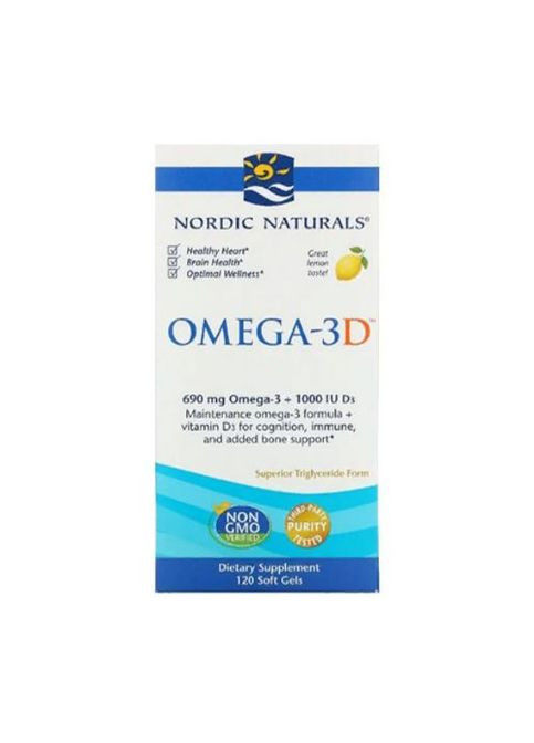 Omega-3D 1000 mg 120 Soft Gels Great Lemon taste Nordic Naturals (299150688)