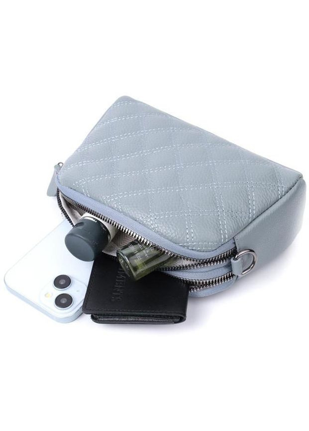 Сумка крос-боді через плече для телефону та документів жіноча з натуральної шкіри маленька Блакитний 37252 Vintage (354229880)