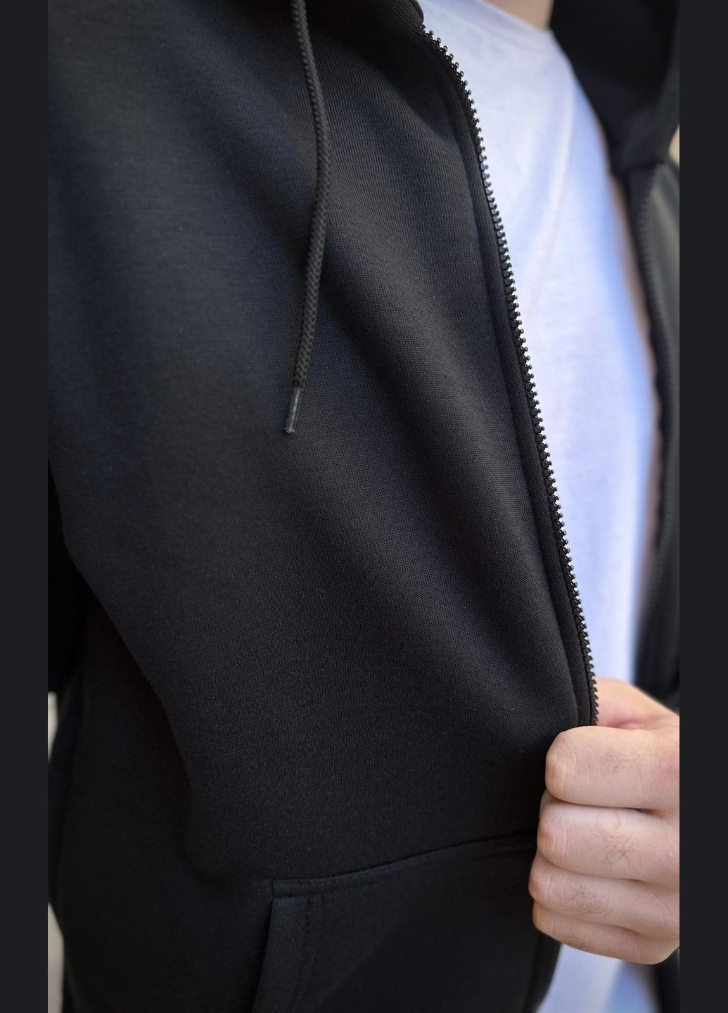 Зимова базова однотонна кофта на змійці з начосом чорна Vakko (301834053)