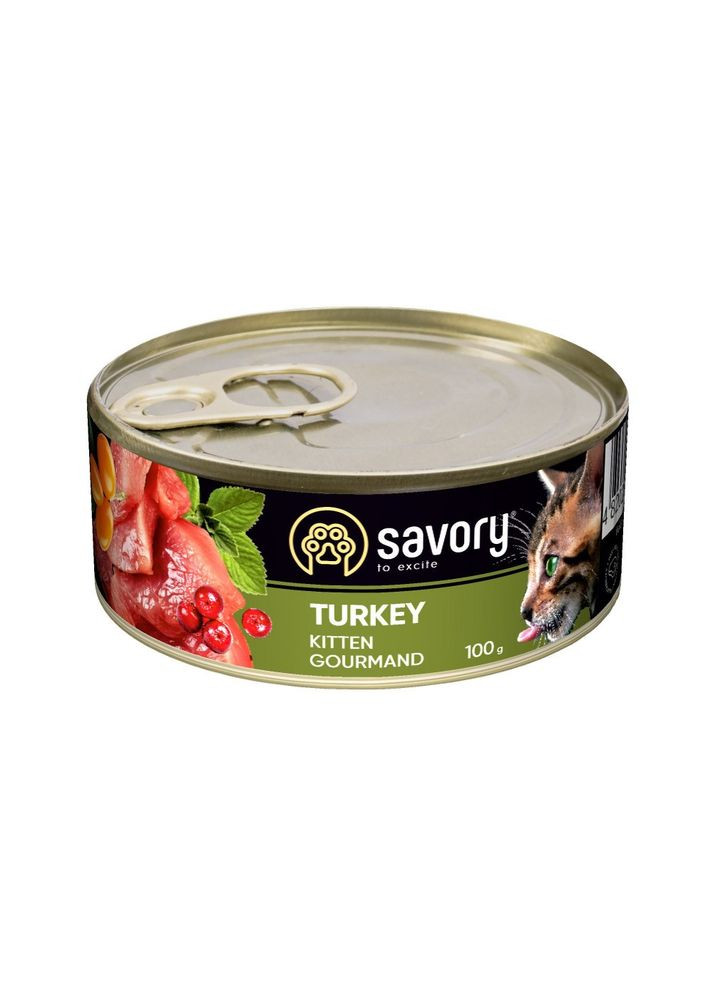 Вологий корм для кошенят, з індичкою, 100 г Savory (345743101)