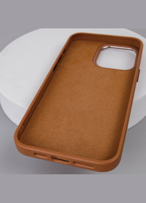 Кожаный чехол Bonbon Leather Metal Style with MagSafe для Apple (6.7") Коричневий | Brown Epik iPhone 15 Pro Max (300095990)