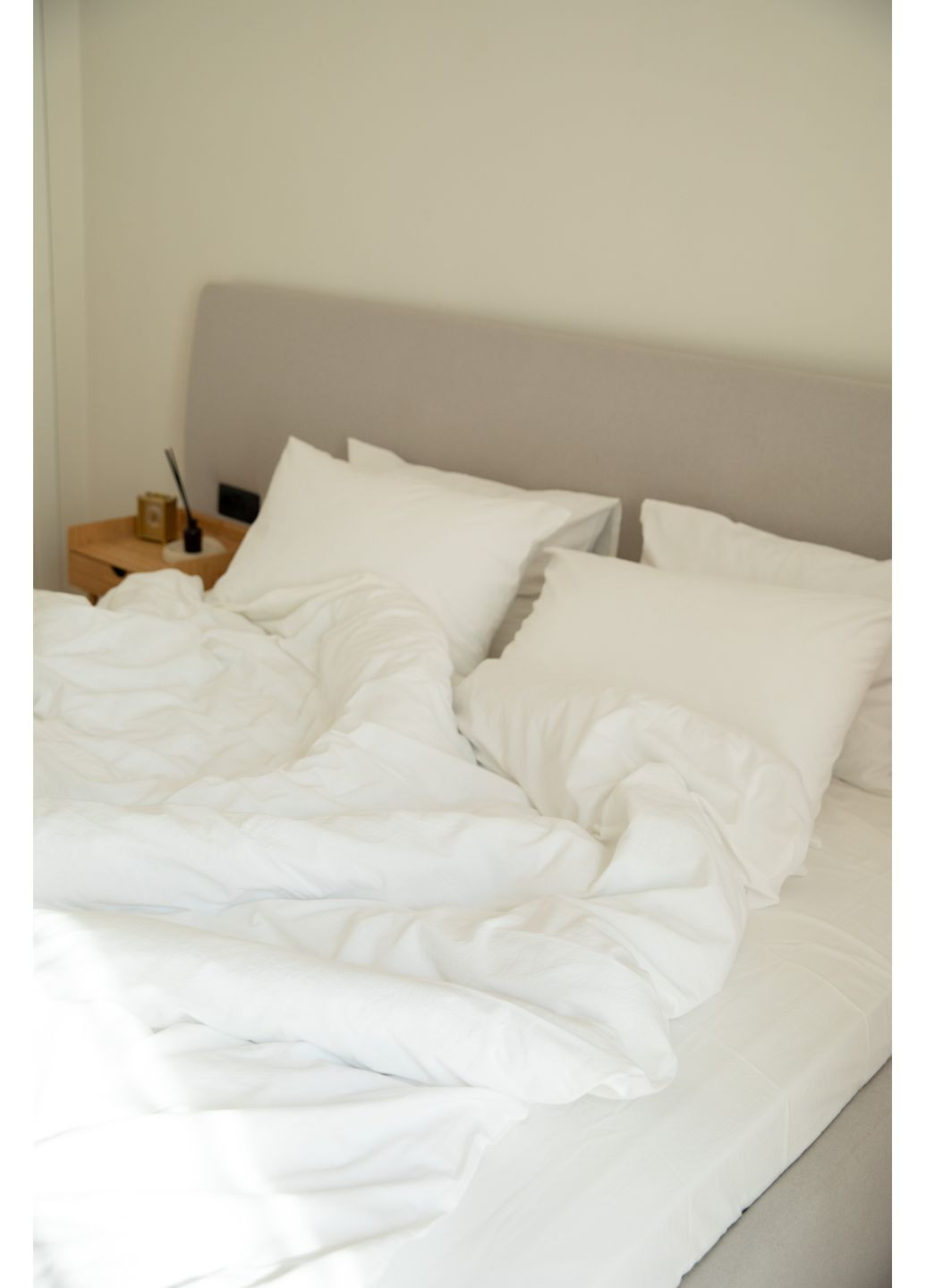 Постільна білизна варена бавовна "Білий" Двоспальний, Простирадло на резинці, наволочки 50х70 IN.HOME_UA (371141773)