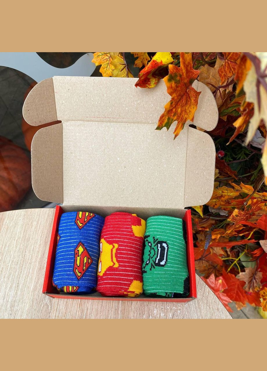 Комбіновані набір жіночих шкарпеток 36-41 на 3 пари з мультяшним малюнком у коробці Vakko (307715026)