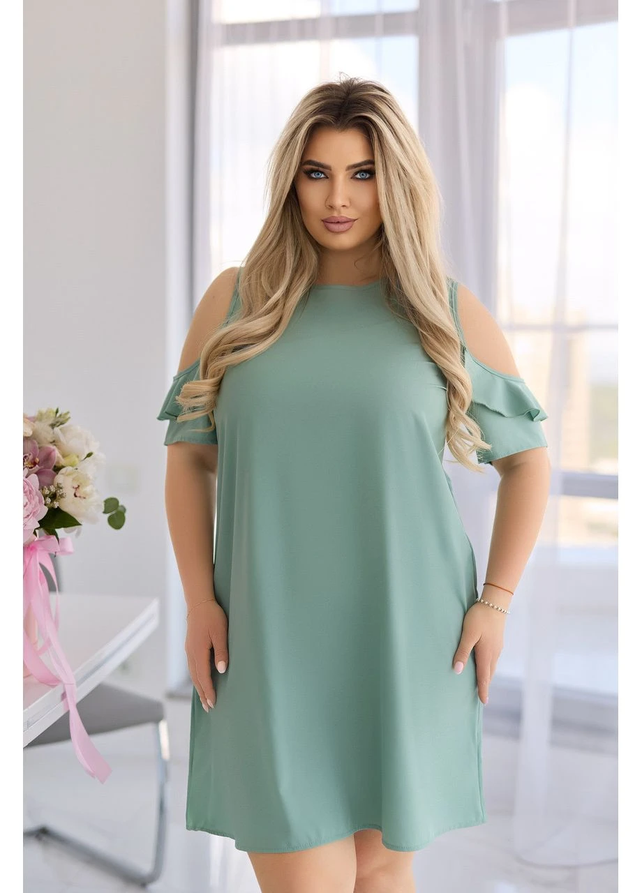 Оливкова літня сукня жіноча з вирізами на рукавах Fashion