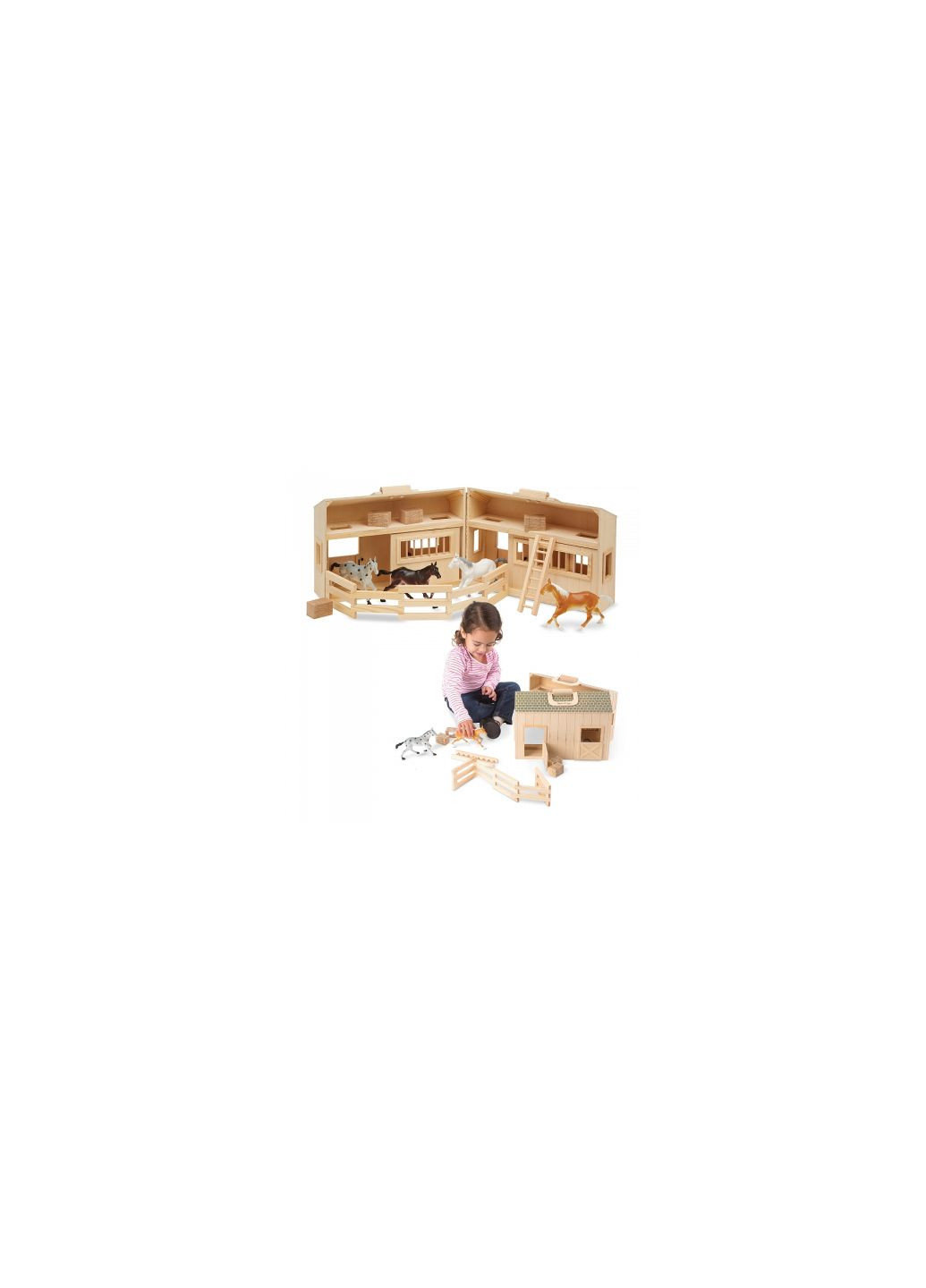 Игровой набор Деревянная конюшня с лошадками (MD3704) Melissa&Doug дерев'яна конюшня з конячками (275077372)