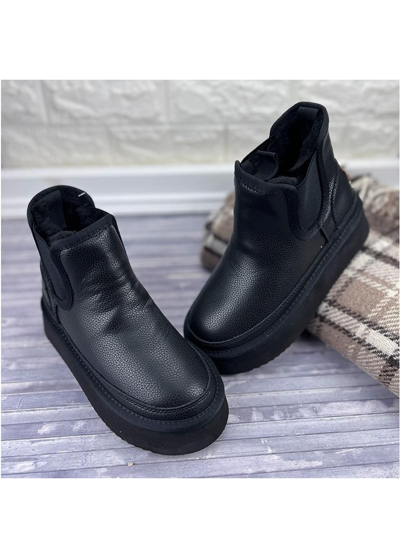 Уггi жiночi шкiрянi на платформi челсi Е-00880-50 Чорнi No Brand (306455517)