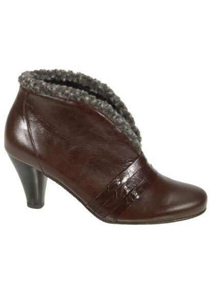 Осенние женские кожанные классические ботильоны (25 см) коричневые (042) Alpina