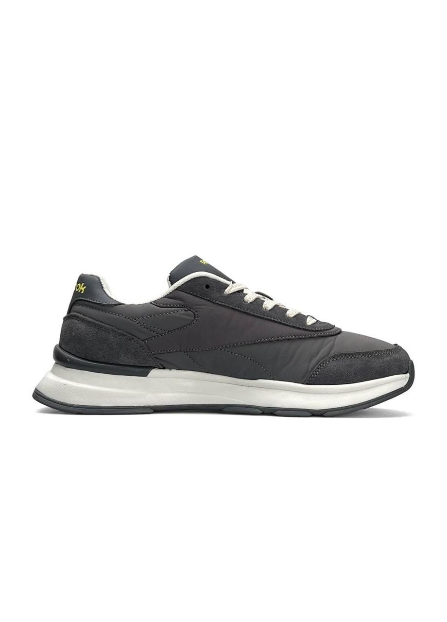 Темно-серые демисезонные кроссовки мужские reebok No Brand Classic Grey White Yellow