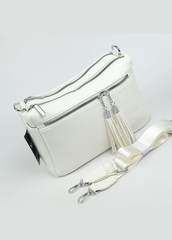 Біла жіноча маленька сумка клатч через плече на два відділення на блискавці Yirui (279830281)