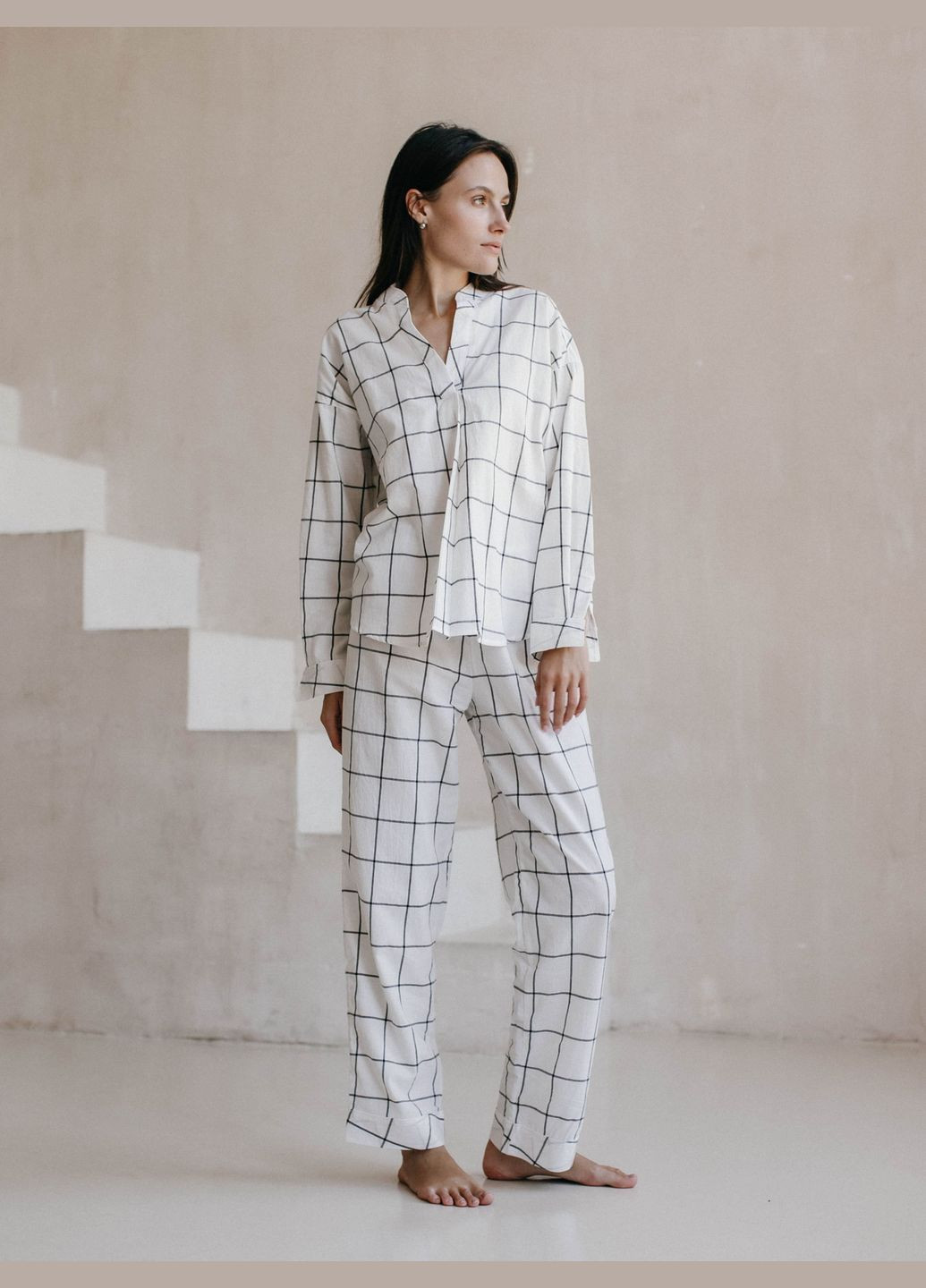 Біла піжама жіноча з вареної бавовни grid xl Leglo