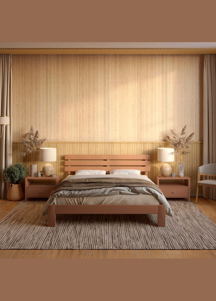 Односпальне дерев'яне ліжко Новара (RAL8025) 80х190 см (MBG-4125) Mebigrand (366088183)