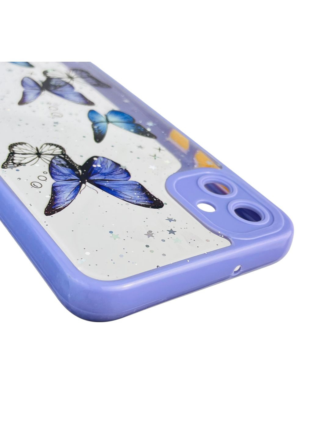 Чохол для Galaxy A04e (SM-A042F) з блискітками з метеликами на самсунг а04е бузковий Samsung (366388260)