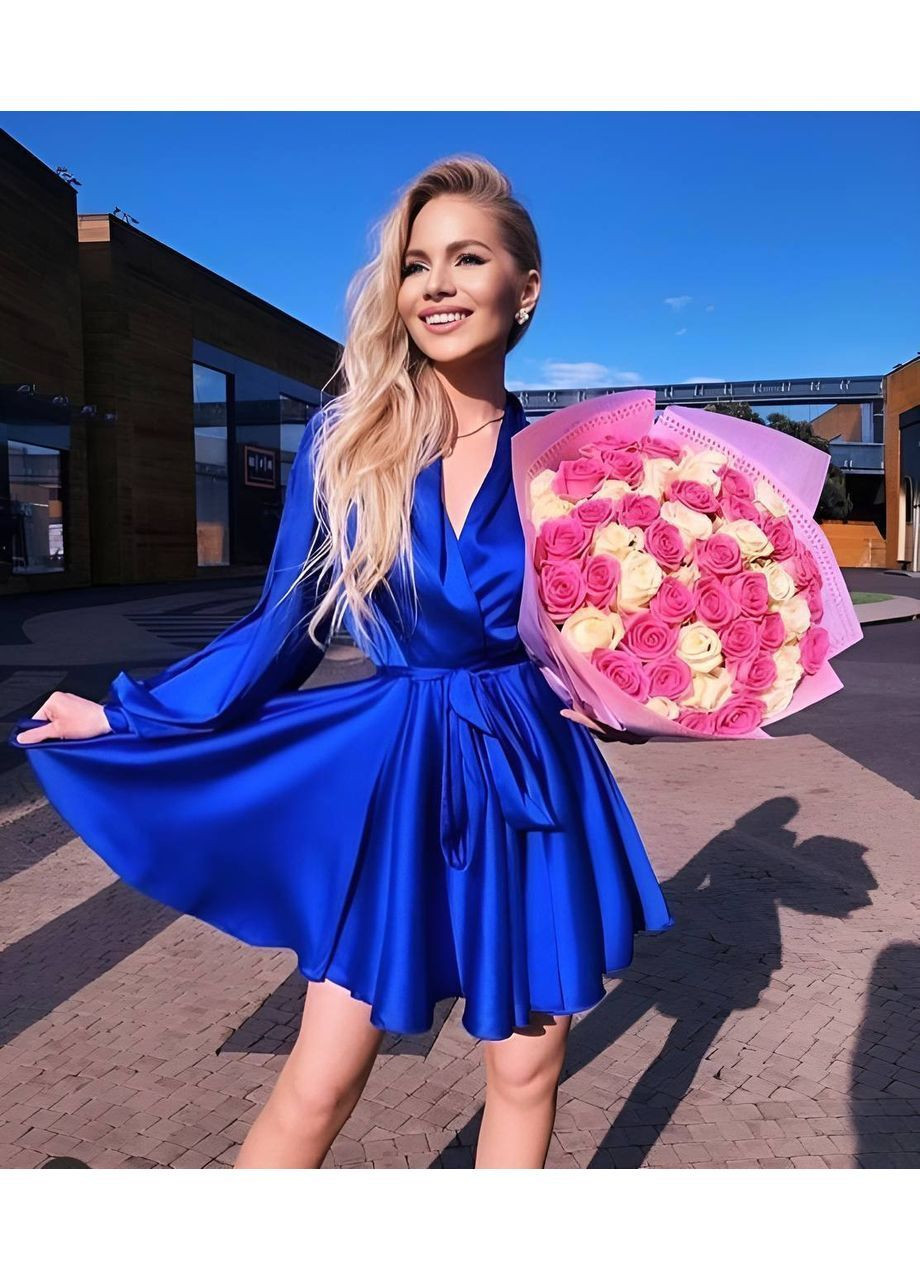 Синее шелковое женское платье Osoblyva