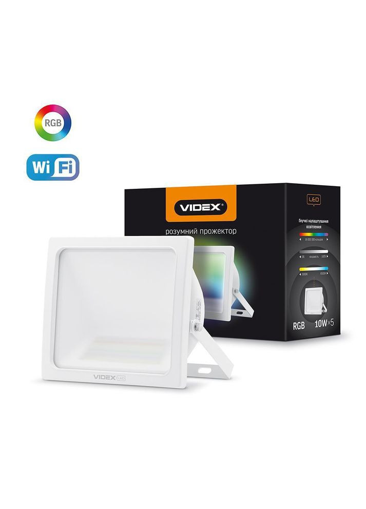 Прожектор RGB WiFi VL-F10RGB-W 10 Вт 3000-6500 К Білий (25537) Videx (284106886)