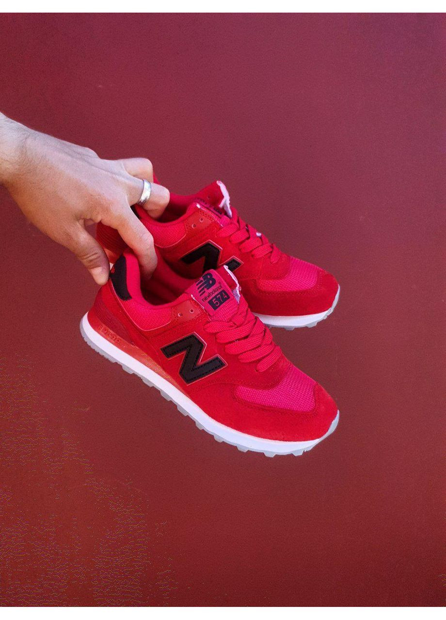 КРОСІВКИ ЖІНОЧІ NEW BALANCE 574 RED WHITE BLACK НЬЮ БЕЛАНС 574 No Brand чорні демісезони (367171372)