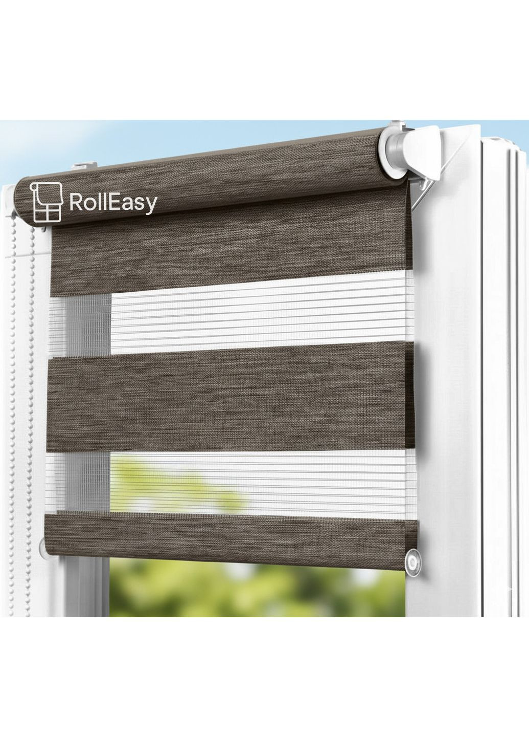Ролети на вікна День-ніч Жалюзі Рулонна штора з фіксацією під нахил Рулонні штори Ролета тканинна D-3004 Коричневий графіт No Brand (365784037)