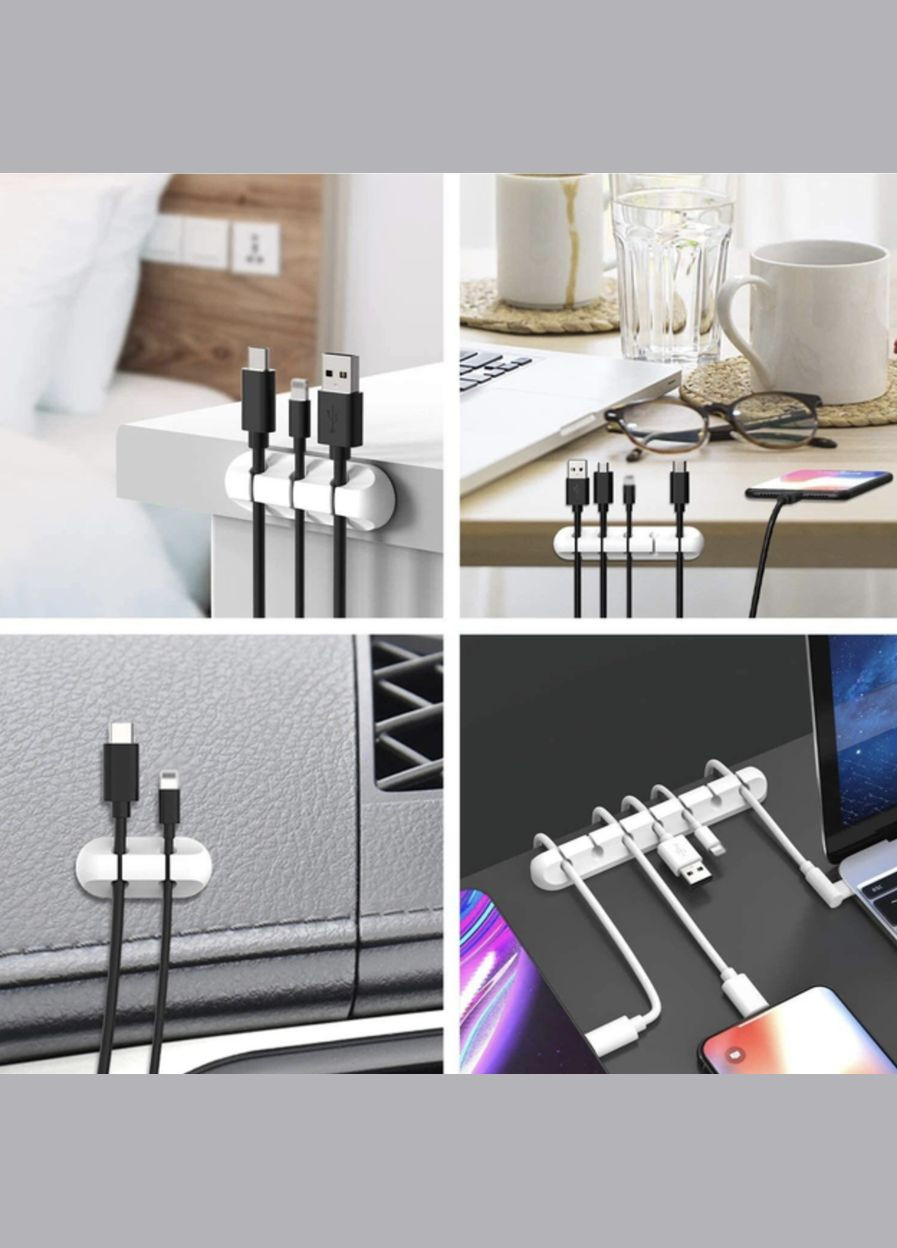 Органайзер кабелю кліпса - тримач фіксатор на 7 проводів Білий TOPK (340276208)