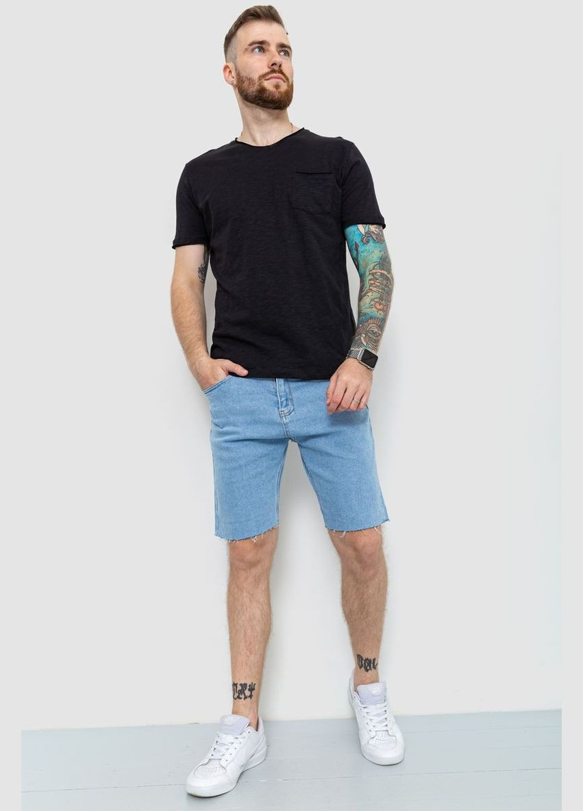 Чорна футболка чоловіча з кишенею, колір чорний, Ager