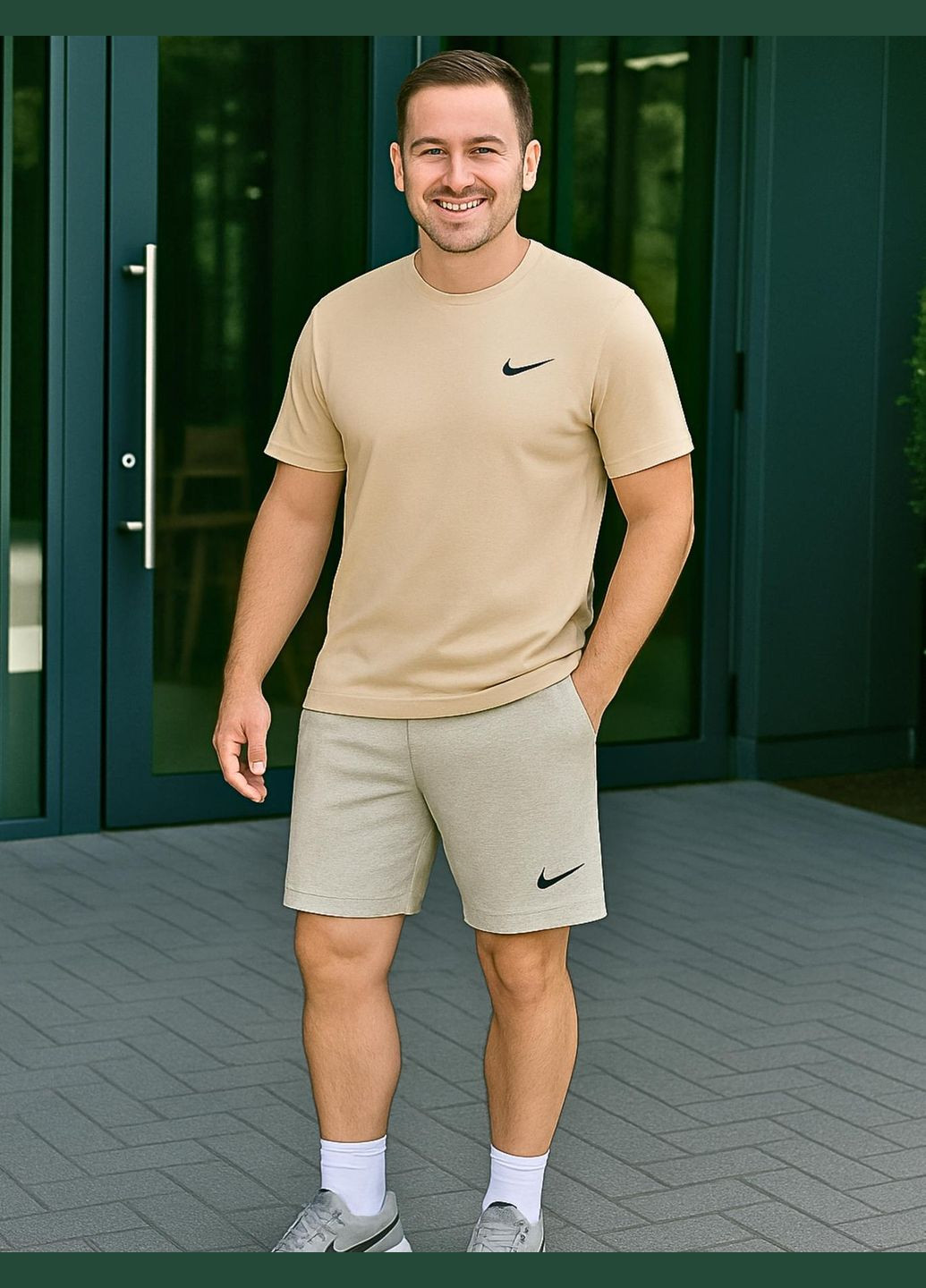 Сіро-бежевий літній комфортний літній комплект з дихаючих матеріалів Vakko