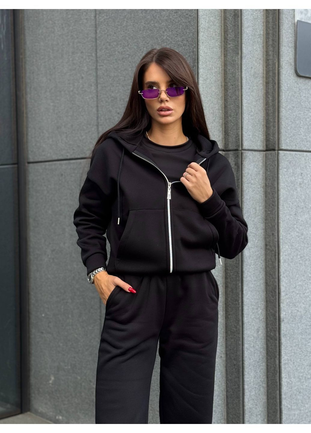 Трендовый костюм тройка с имитацией белья на флисе 😍 Luna (371641141)