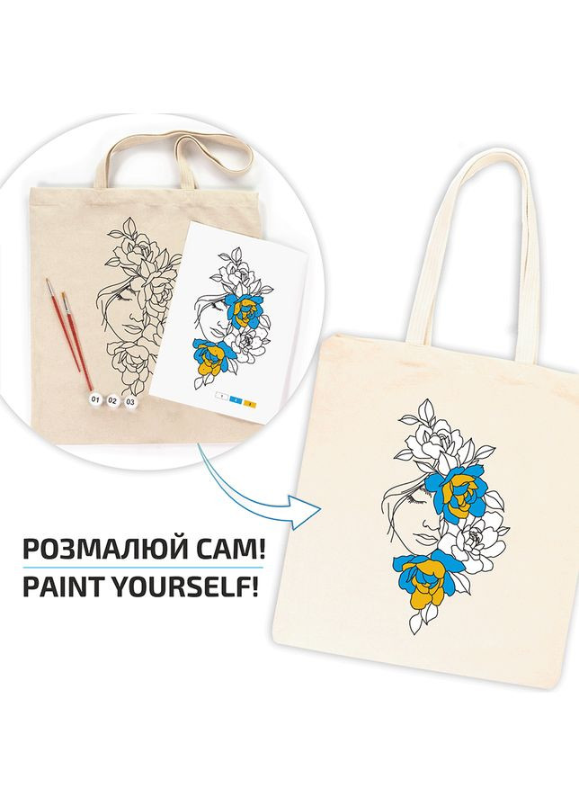 Набор екосумка-раскраска „Цветы в волосах“ хлопок 220 г/м2 38х42см Rosa Talent (362661111)