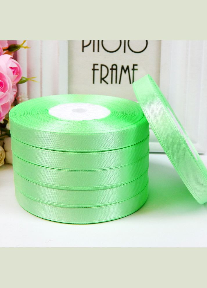 Стрічка атласна однотонна, 1 см, №128 світло-салатовий (рулон 33 м) No Brand (351902857)