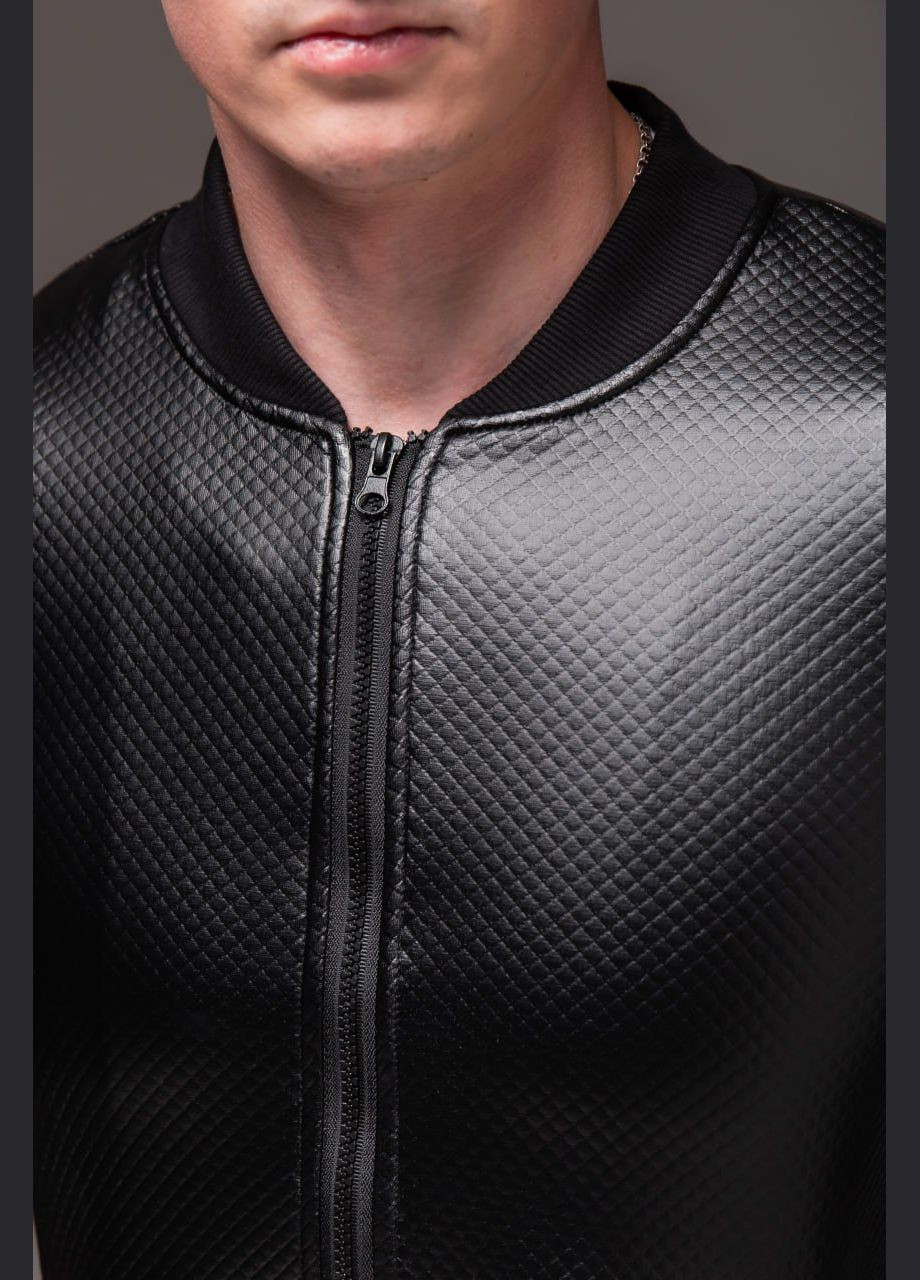 Чорна демісезонна куртка на флісі штучна шкіра підкладка тканина+фліс No Brand