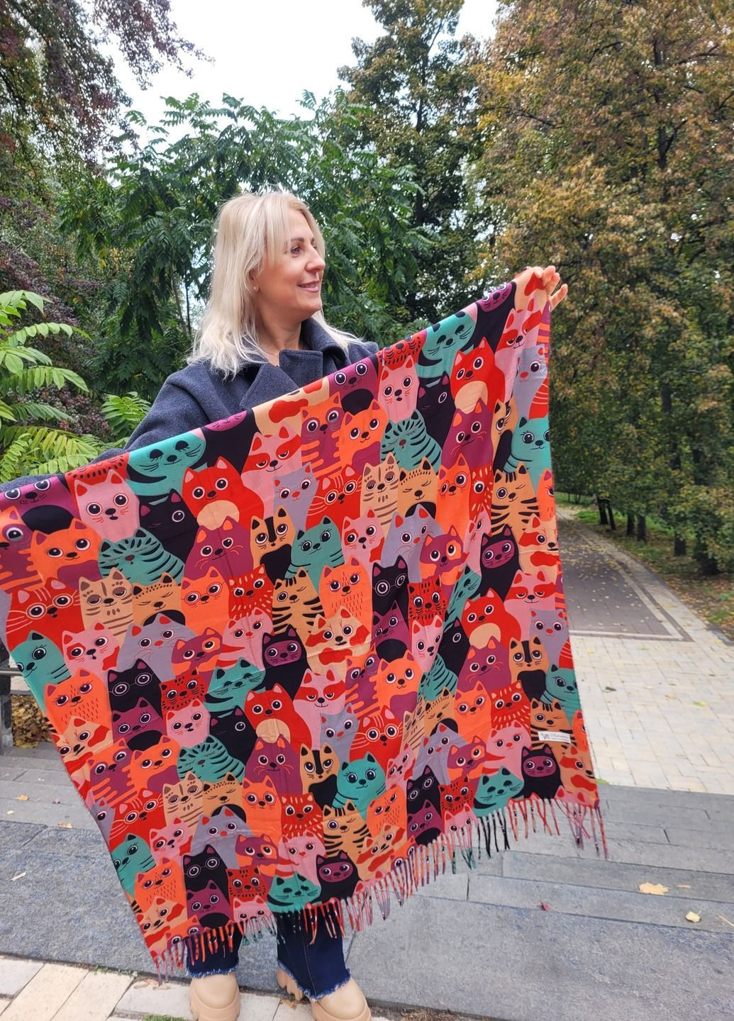 Женский двусторонний платок с принтом Котики No Brand (365658183)