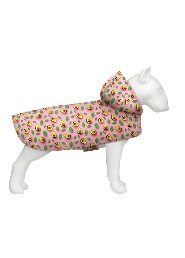 Дощовик-накидка з капюшоном для собак WAUDOG Clothes, малюнок "Авокадо на рожевому",, А 48-52 см, B 60-70 см, С 42-52 см Collar (362583477)