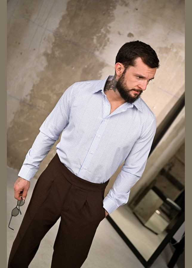 Чоловіча смугаста сорочка біла No Brand (340272873)