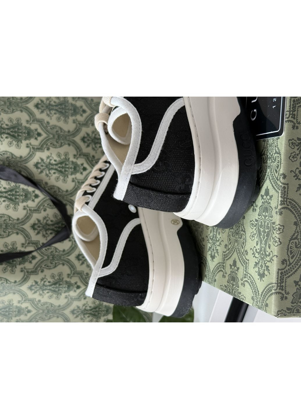 Кросівки жіночі Gucci GG Canvas | Гуччі Канвас чорно-білі No Brand чорно-білі демісезони (366343495)