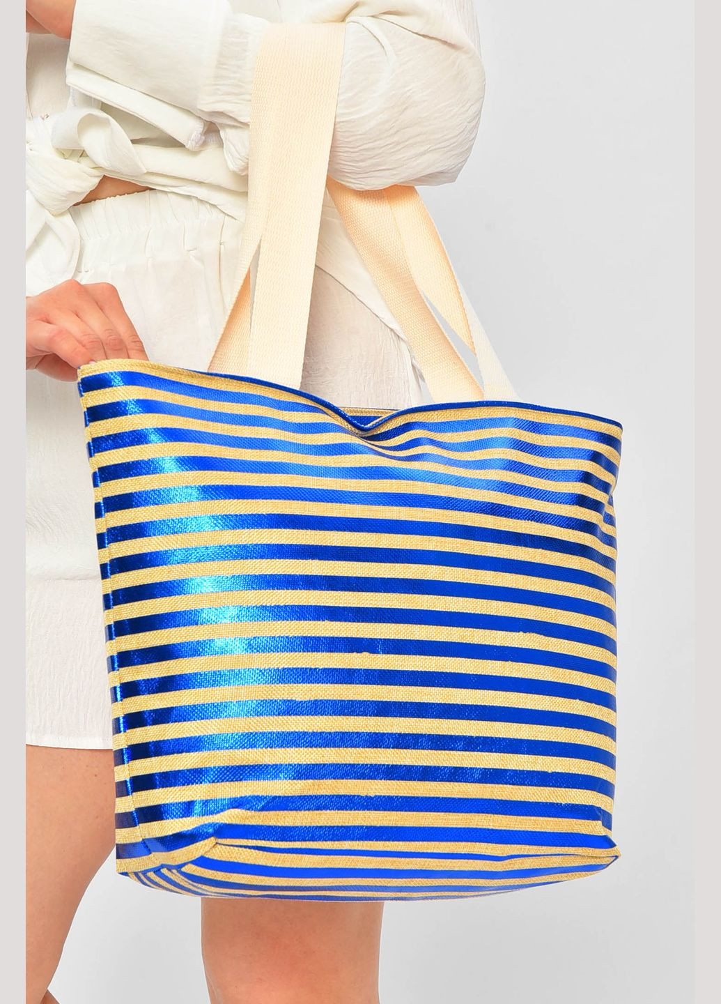 Сумка пляжная женская синего цвета с принтом Let's Shop (337467688)