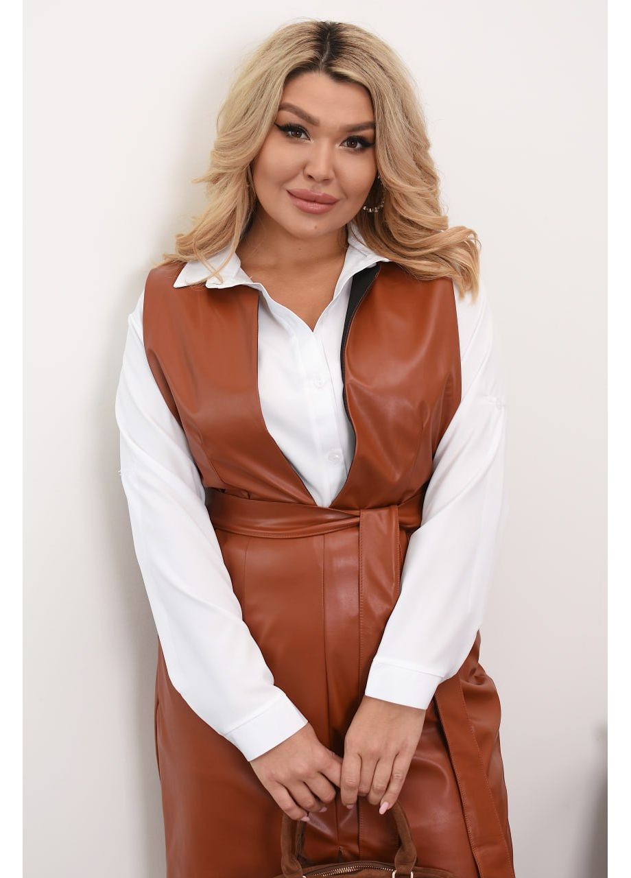 Красивый женский сарафан женский из еко-кожи Style Point однотонный