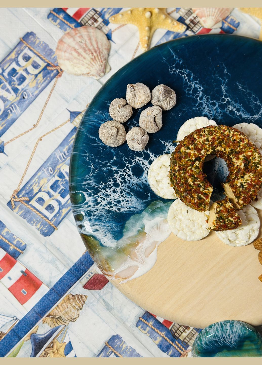 Деревянный набор для сервировки с эпоксидной смолой и морем KorriArt (315391433)