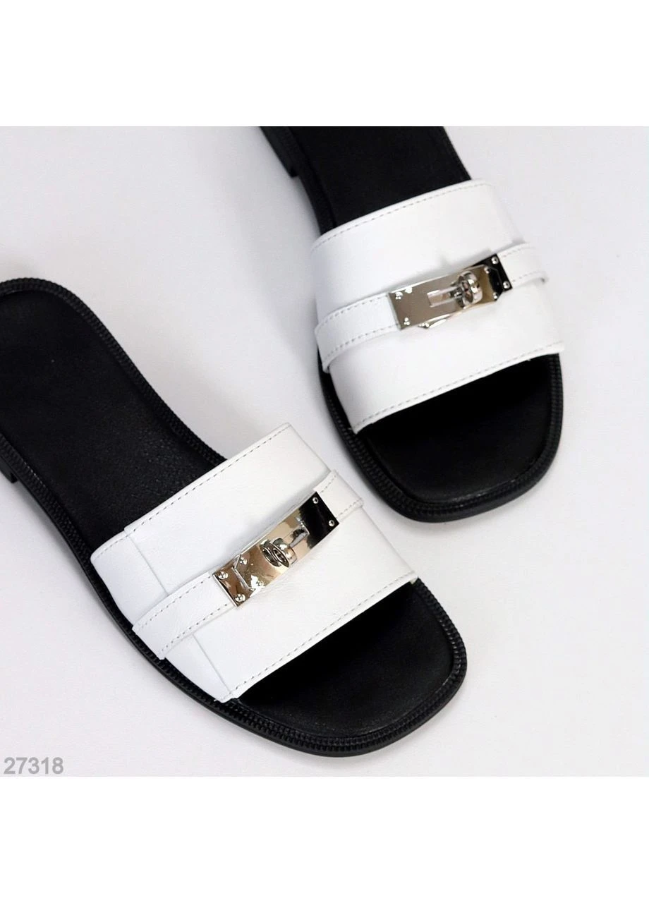Белые белые шлепанцы No Brand