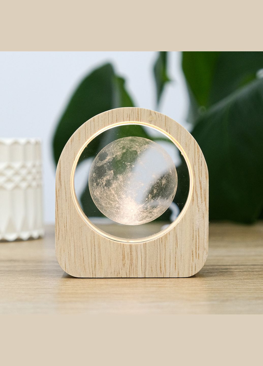 3D Ночник хрустальный Лазерная Луна с деревянным основанием и USB см (MH-TF0259-3-8D) Гранд Презент (326800783)