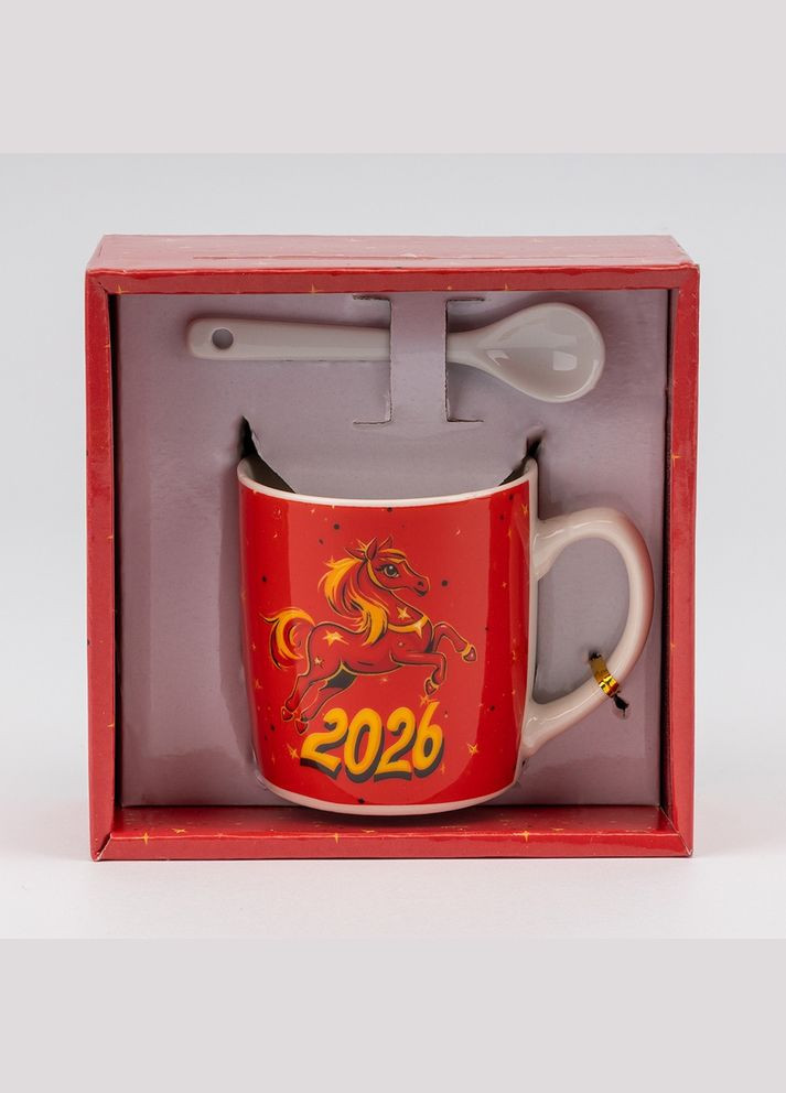 Чашка с ложкой новогодняя Год Коноди 200 мл 8 см 19250-003 No Brand (346152430)